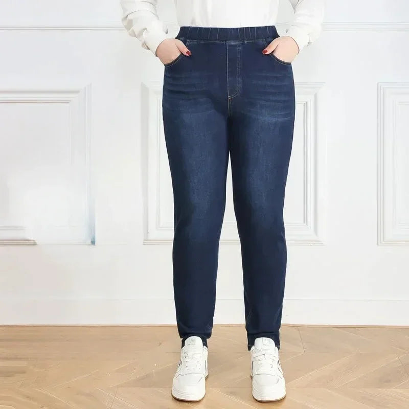 Women Large Slim Fit High Waist Trousers Elastic Female Pencil Pants