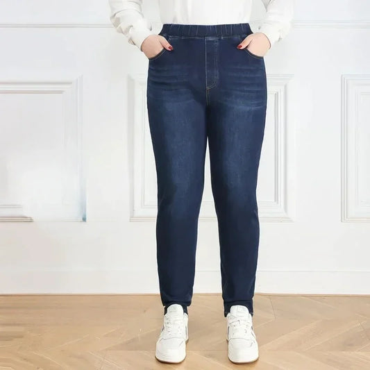 Calça Feminina Lápis de Cintura Alta, Grande, Justa e Elástica