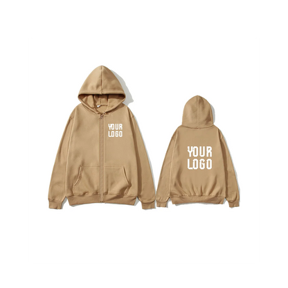 Solid color zipper hoodie | Customizable text pattern jacket | unisex, team customization