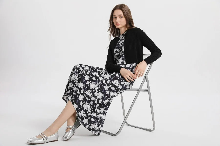 spring summer elegance satin dress + knitted top match set maxi floor length woman clothes