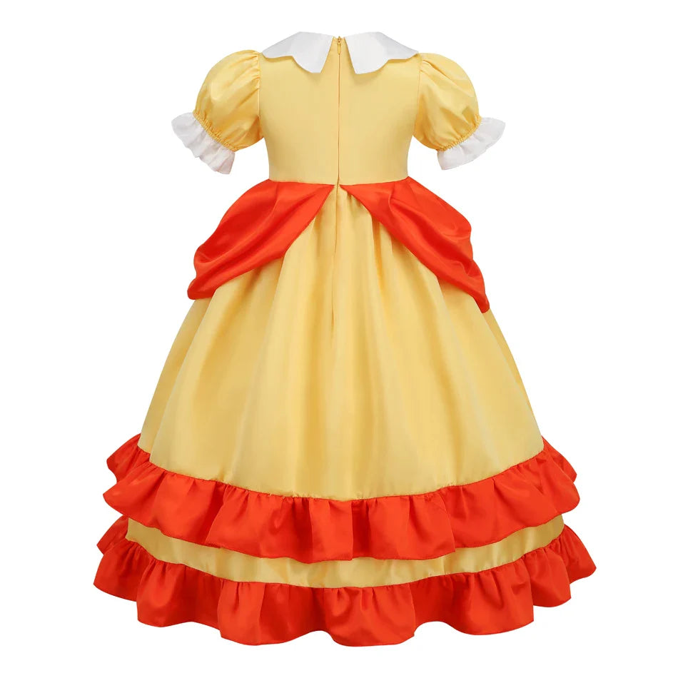 Game Princess Daisy Cosplay Costume Girls Cute Lolita LED Light Flashing Dress Fancy Halloween Carnival Wig Uniforms Clothing