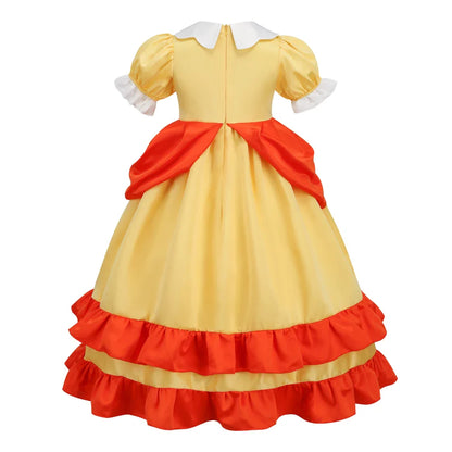 Game Princess Daisy Cosplay Costume Girls Cute Lolita LED Light Flashing Dress Fancy Halloween Carnival Wig Uniforms Clothing