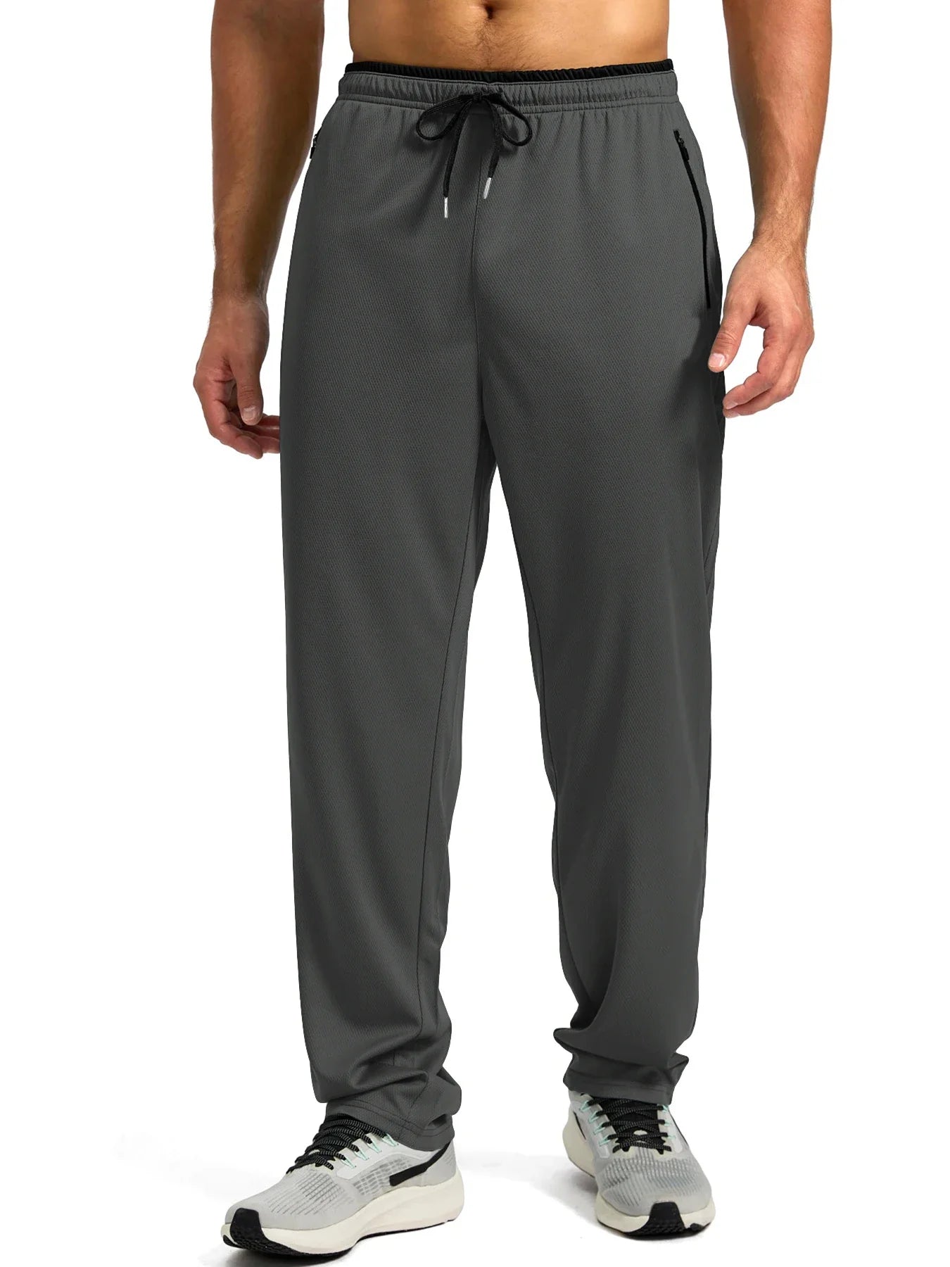 2025  Men's Comfort Sports Pants Solid Color Breathable Quick Drying Loose Fit Basketball Running Straight Leg Trousers