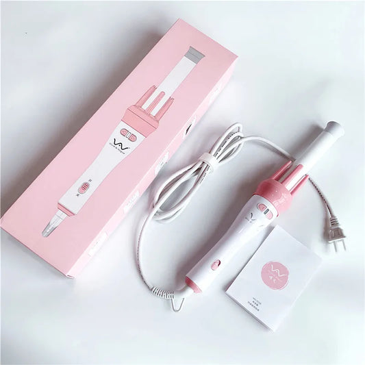 28mm magic curler set pink automatic curler lazy curler with free hair clip comb (VAV-022B authentic)