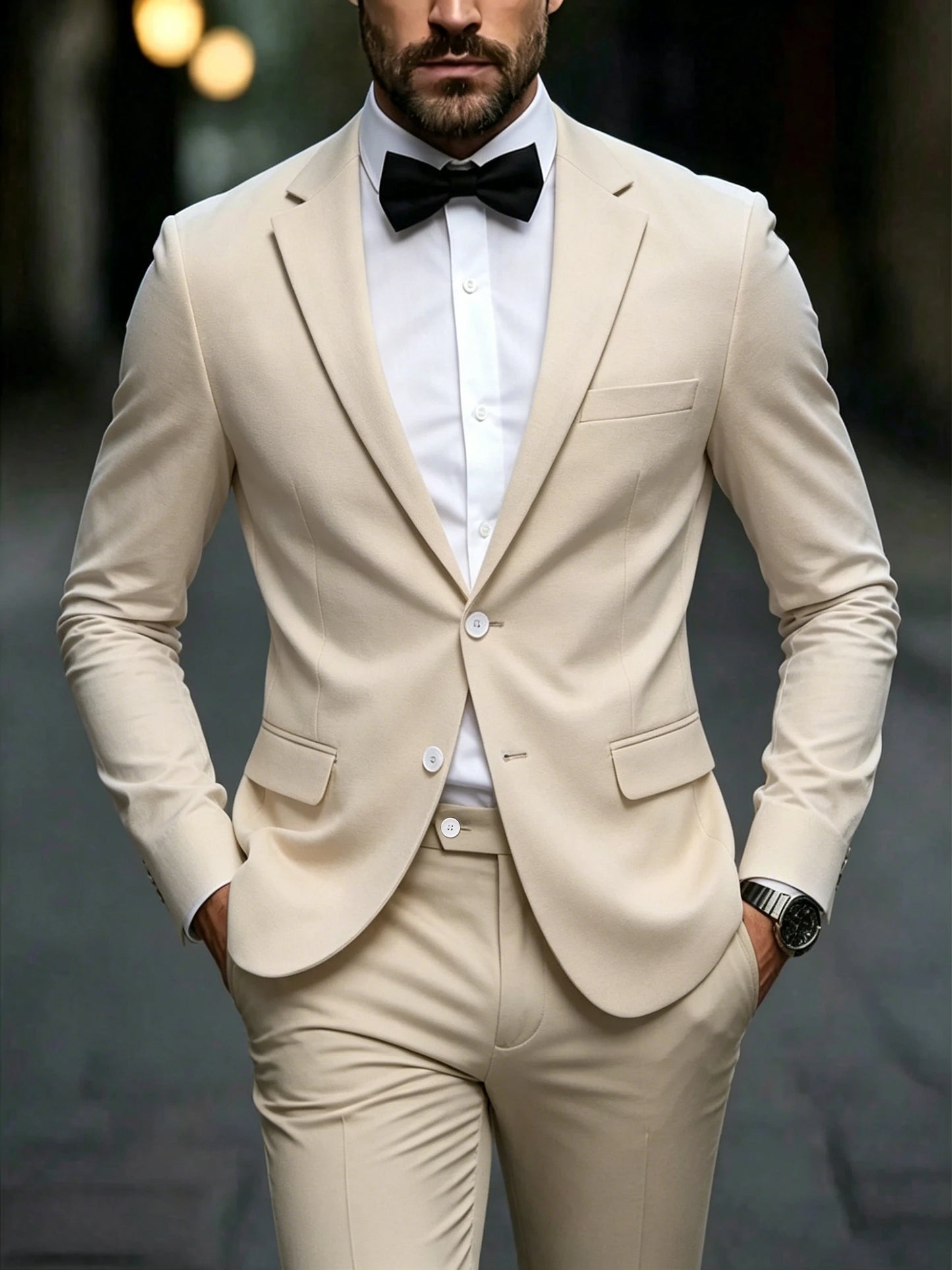 Men's Linen Half Lined 2 Piece Suit Set Lightweight Breathable Blazer & Pants for Spring Summer, Formal Business Wedding