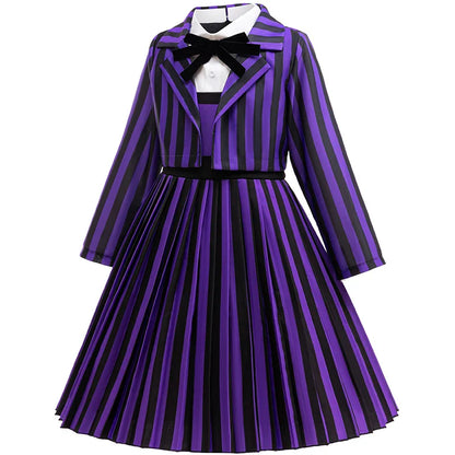 Kids Girl Clothes 2Pcs Wednesday Enid Cosplay Halloween Costume Birthday Girls Party Dresses Carnival Children Clothing Outfits
