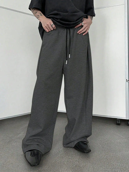 2025 men's wide leg sweatpants, European and American men's and women's sweatpants, waist drawstring straight leg loose casual s