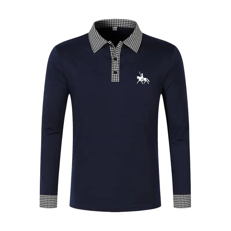 Spring and Autumn Men's Long Sleeve Polo Shirt Classic Business Office T-shirt Male Street Casual Fashion Solid Color Top