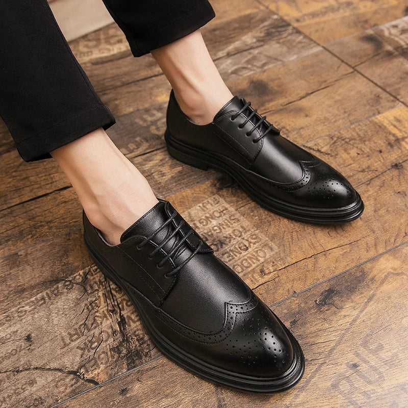 High Quality Brogues Men's Dress Shoes Classic Casual Business Shoes Men Trend Wedding Formal Office Oxford Leather Shoes Men