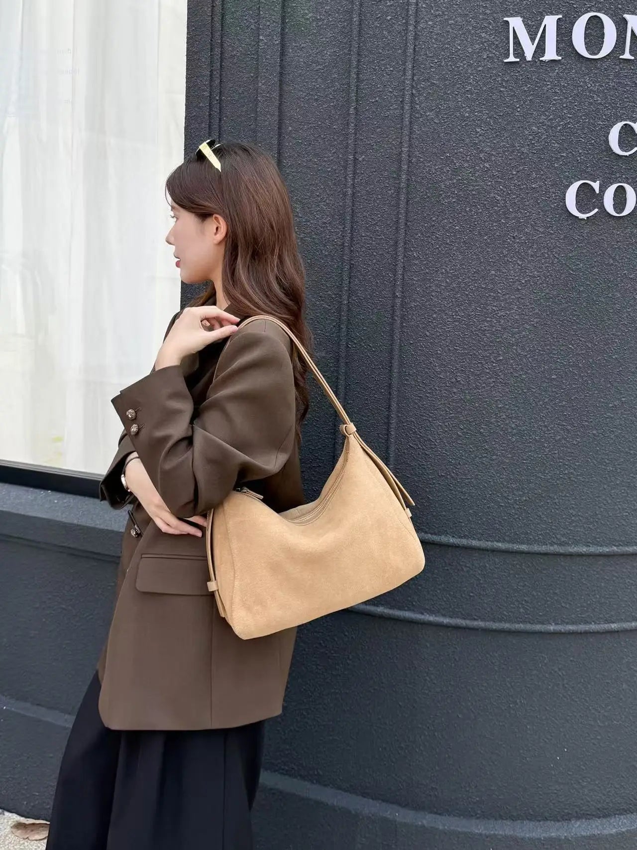 Genuine Grade Suede Leather Luxury Designer Large Capacity Women's Tote Bag Vintage Shoulder Crossbody Underarm Bags Trendy New