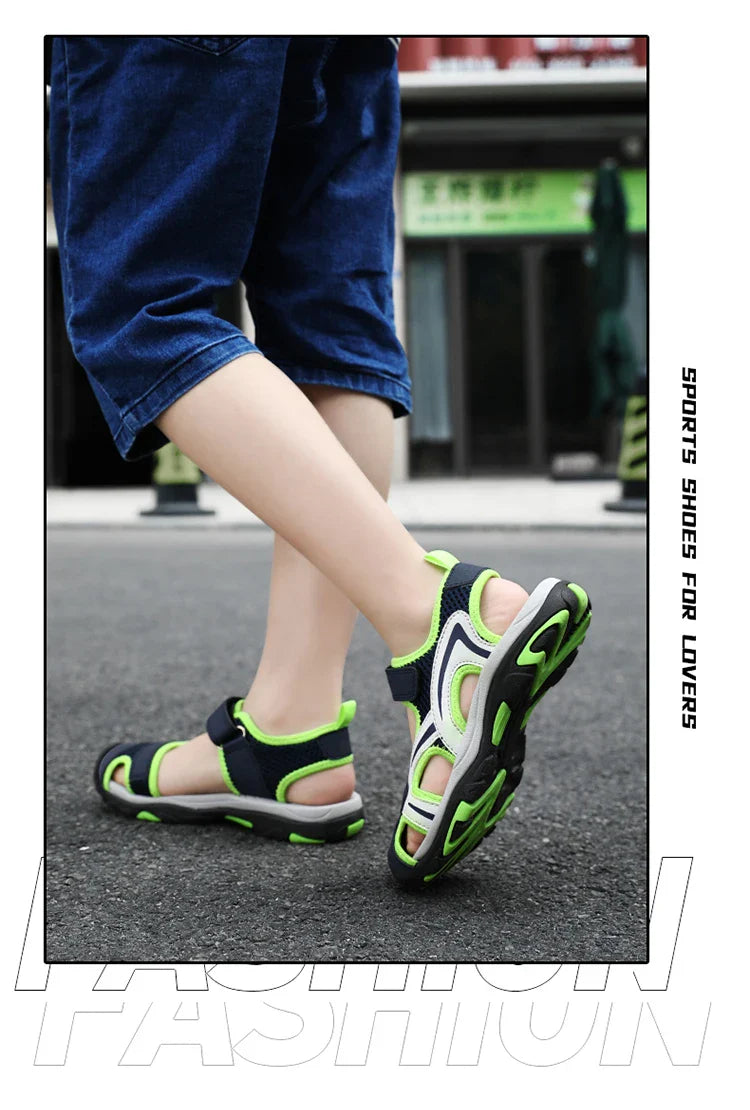 Summer Beach Water Children Sandals Fashion Shoes Outdoor Non-slip Soft Bottom Shading Leather Boys Comfortable Walking Sandials