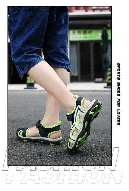 Summer Beach Water Children Sandals Fashion Shoes Outdoor Non-slip Soft Bottom Shading Leather Boys Comfortable Walking Sandials