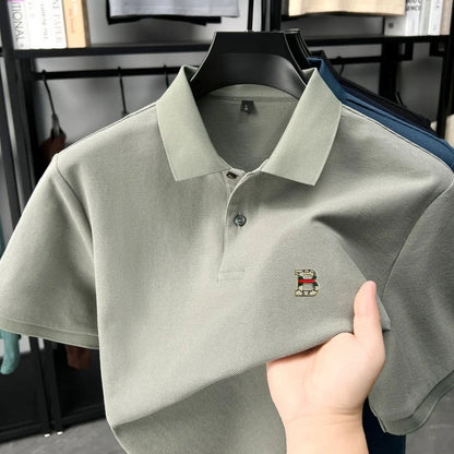 High end brand 100% cotton short sleeve polo shirt men's summer new soft breathable lapel T-shirt fashion letter embossed top
