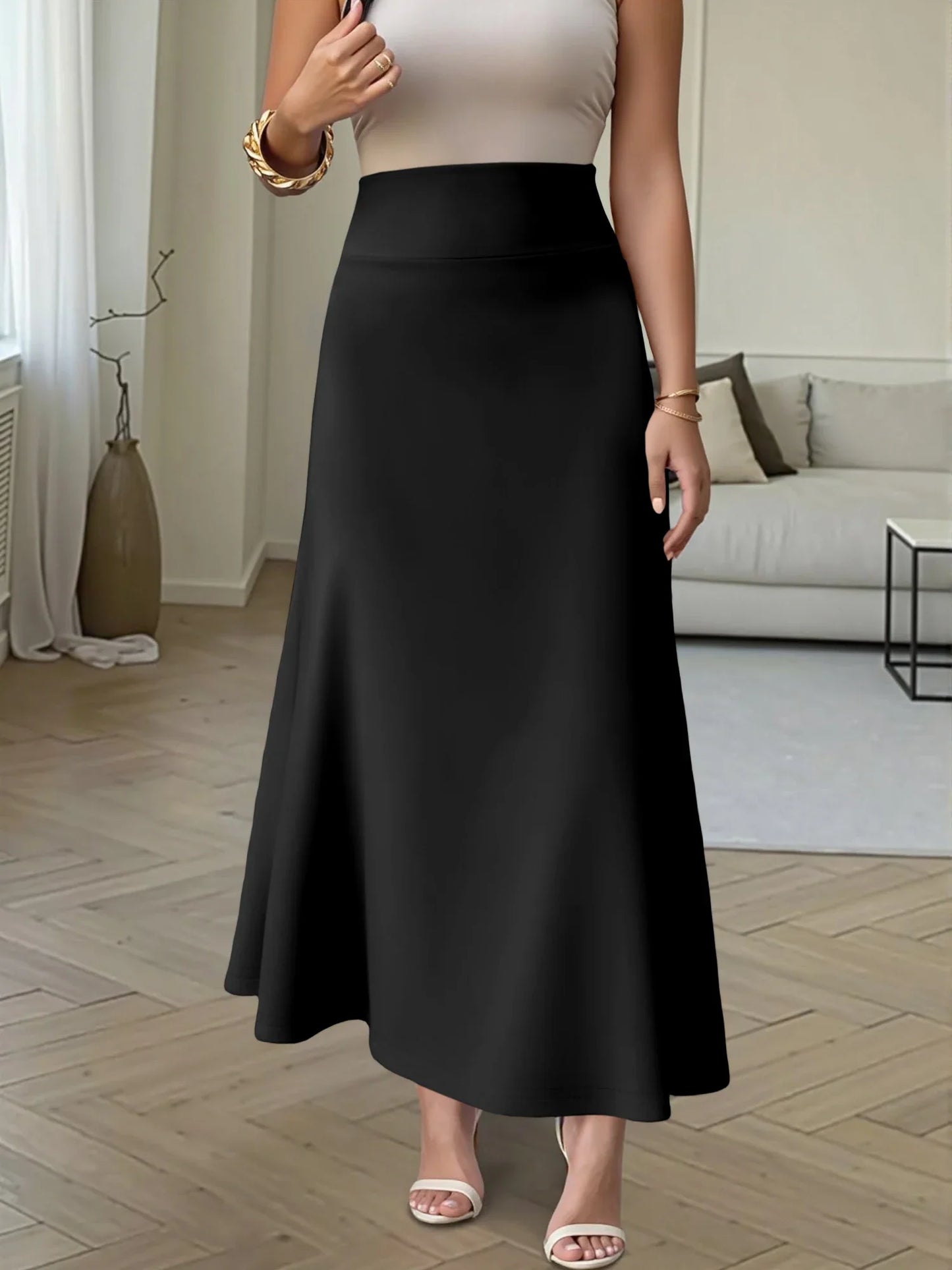 Women Midi Skirt High Waist A line Flowy Design Breathable Material Perfect for Fashion Events Casual Street Style Weekend Trips