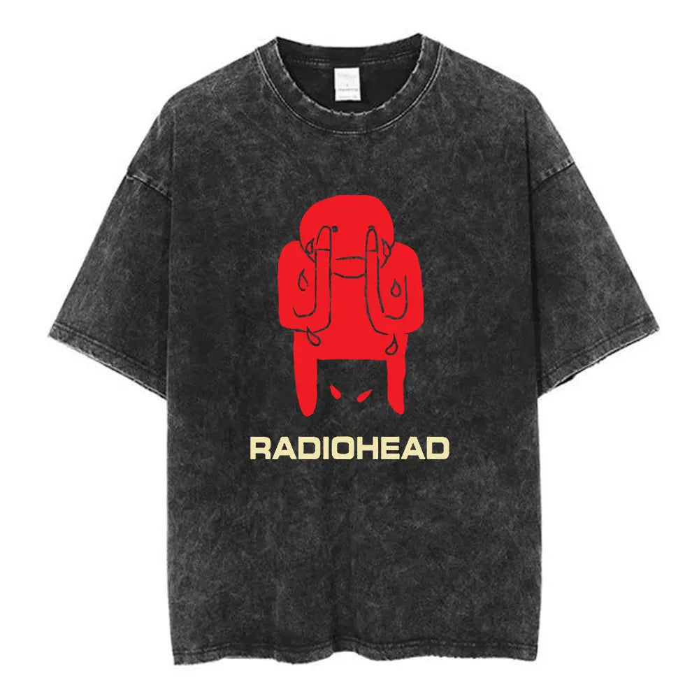 Rock Band Washed Cotton T Shirt Men Women Hip Hop Music Tee Fashion Short Sleeve Tshirt Summer Oversized T-shirts Tops
