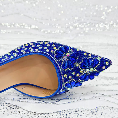 Purple High Heel Party Shoes & Rhinestone Handbag Set - Elegant Italian Design for Weddings and Special Occasion