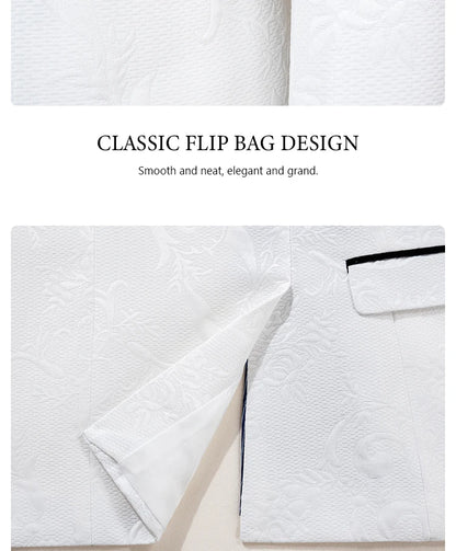 High Quality white party outfit for man luxury Retro carving Slim Fit Tuxedo Prom Suit Fashion Male Groom Wedding