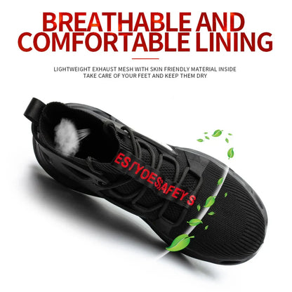 Steel Toe Safety Shoes Men, Anti-Puncture Anti-Smash Non Slip Industrial Work Boots Kevlar-Midsole Protection Tactical Boots