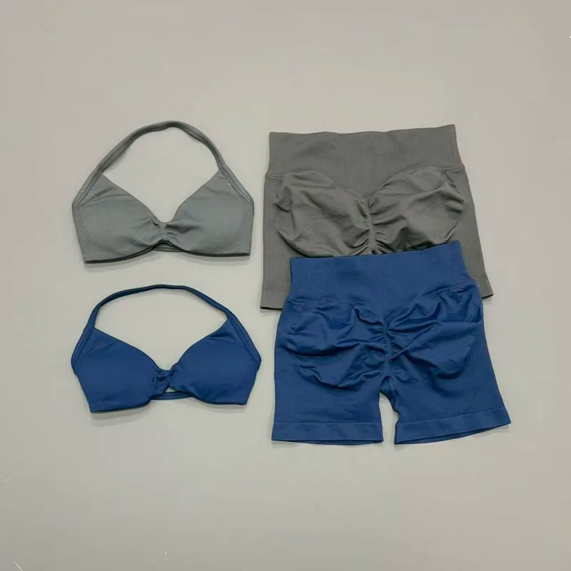 2 Piece Yoga Sets Women  Low Waist Seamless Push Up Bra Scrunch Butt Lift No Digging Comfortable Gym Running Tracksuits