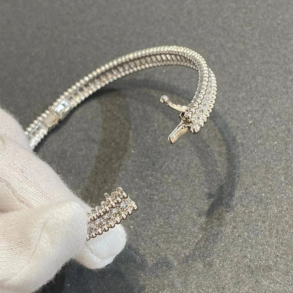 2mm  Certified Full Moissanite Diamond Bangle 100% 925 Sterling Silver Plated 18K Gold Bracelet Luxury Fine Jewelry for Women