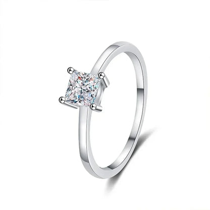 0.6 Carat Princess Moissanite Engagement Ring Women Proposal Bridal Rings Sterling Silver Wedding Band with Certificate