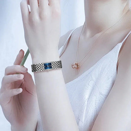 New Design Ladies Watch Fashion Quartz Wristwatch Silver Simple Square Women Watches Luxury Stainless Steel Folding Clock