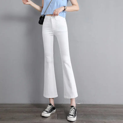 High Waist Weila Jeans Women Solid Color Denim Pants