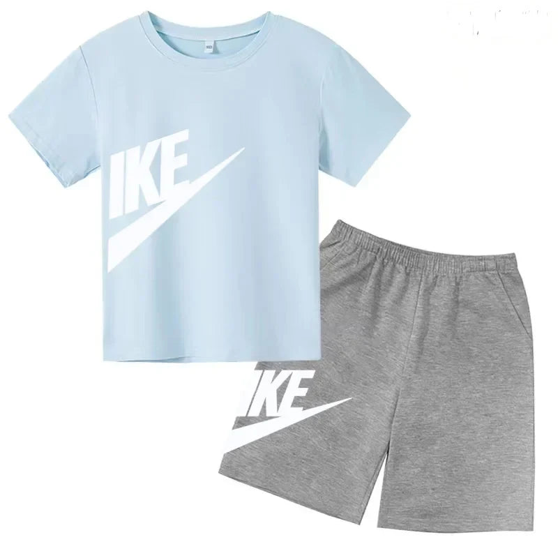 Kids Summer Short Sleeve T-shirt Shorts 2Pcs Set Boy Girl Casual Sport Jogging Suit Toddler 3-12Y