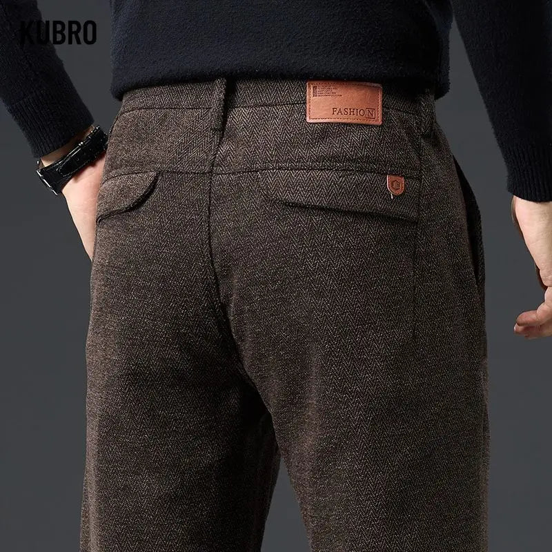 Men's Loose Casual Pants Autumn and Winter New Fashion Pocket Wide-leg Business Pants Comfortable Elastic Waist Stretch Pants