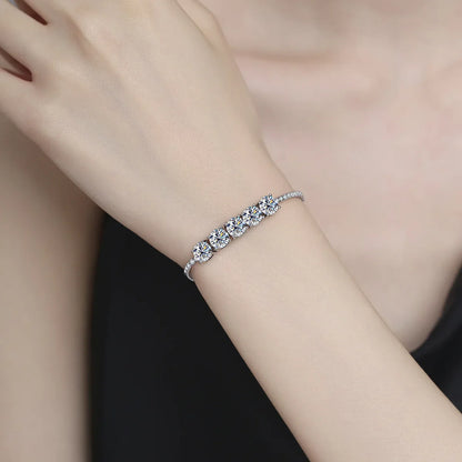 Pink Blue Green Moissanite Diamond Link Bracelet 6.5mm 5cttw for Woman 925 Silver Plated 18K Adjustable Chain Bracelets
