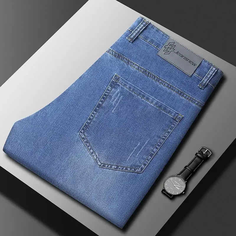 Summer Thin Mens Clothing Cowboys Slim Straight Jeans Men Denim Pants Casual Regular Fitness Men's Trousers Light Blue 2026 Y2K
