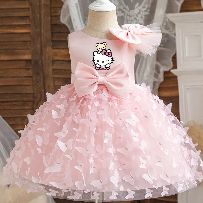 Girl Princess Dress Kid Clothes Party Birthday Outfits Evening Party Tulle Dress Wedding Wear Summer Bowknot Dress
