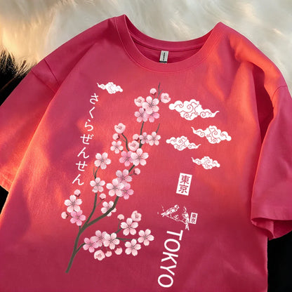 You Can Enjoy Cherry Blossoms From Tokyo T Shirt Men Summer Casual Top Soft Unisex Clothes Loose Cotton Male Colour Short Sleeve