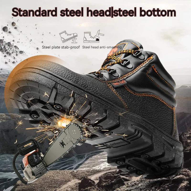 Wear-resisting Men Work Boots Anti-smash Anti-puncture Work Sneakers Waterproof Boots Indestructible Protective Tactical Boots