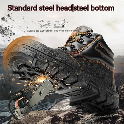 Wear-resisting Men Work Boots Anti-smash Anti-puncture Work Sneakers Waterproof Boots Indestructible Protective Tactical Boots