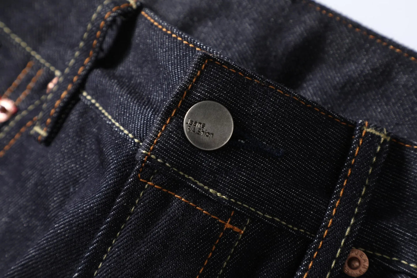 Men's Japanese Handmade Embroidered Jeans Pure Cotton Straight Tube Hip-Hop Popular Slim Red Ears Show Thin Trousers Devil Black