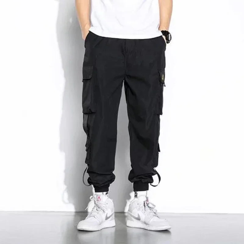 Male Casual Hip Hop Streetwear Sweatpants Pencil Pants Men Joggers Cargo Pants Multi-pocket Elastic Waist Harem Techwear Pants