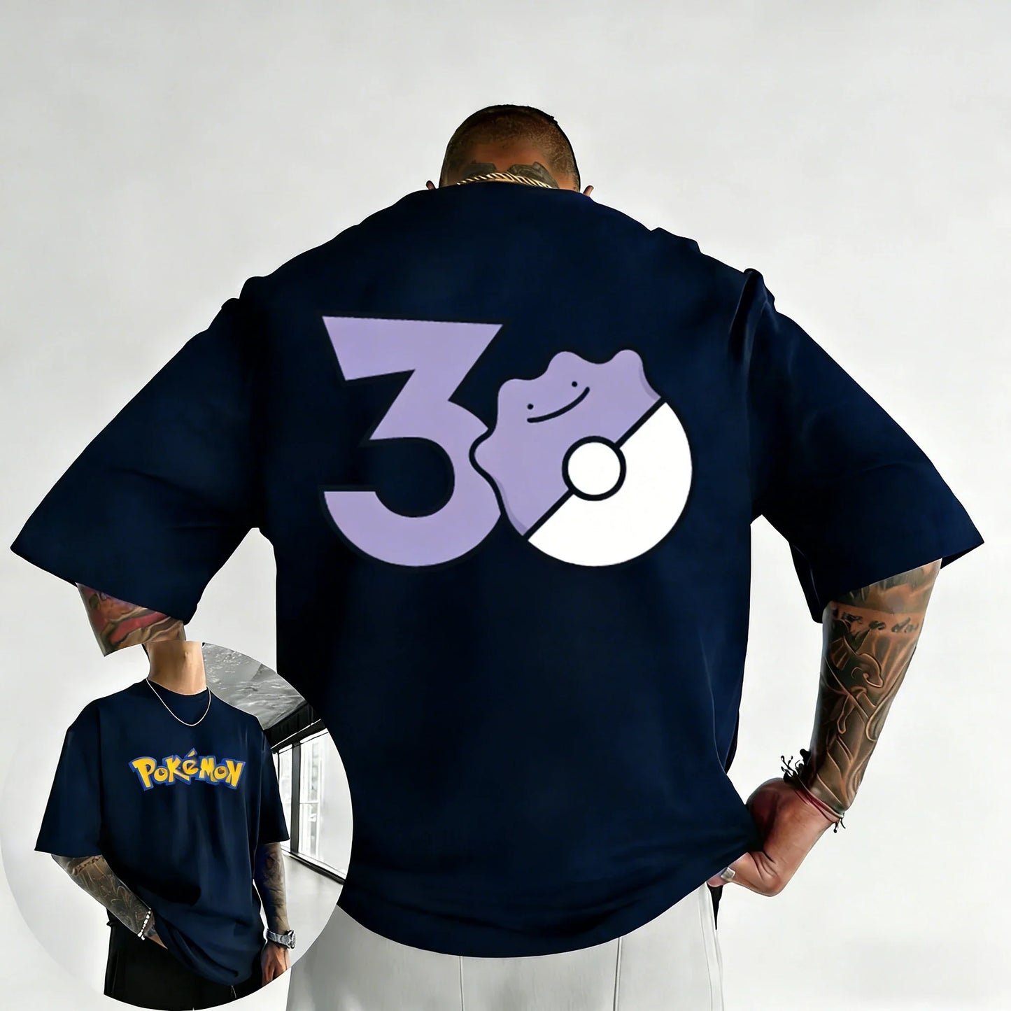 30th Anniversary Ditto Printed T-shirt Summer New Men's and Women's Trendy Large Loose Casual Y2K Short Sleeve Top