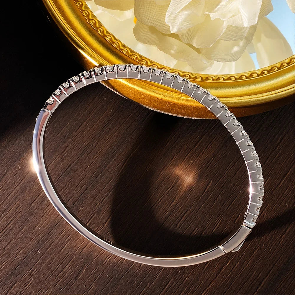 Moissanite Bangles for Women All 2.5mm D VVS1 Lab Diamond Bracelets 925 Sterling Silver Bracelet Wedding Birthday Gift
