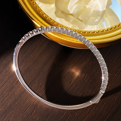Moissanite Bangles for Women All 2.5mm D VVS1 Lab Diamond Bracelets 925 Sterling Silver Bracelet Wedding Birthday Gift