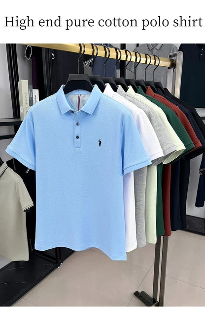 High end brand 100% cotton short sleeve polo shirt men luxur pony embroidery comfort breathable fashion T-shirt summer new top