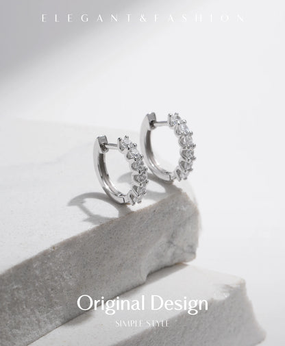 Moissanite Small Hoop Earrings 925 Sterling Silver Hollow Sparkling Ear Buckles For Women Wedding Fine Jewelry
