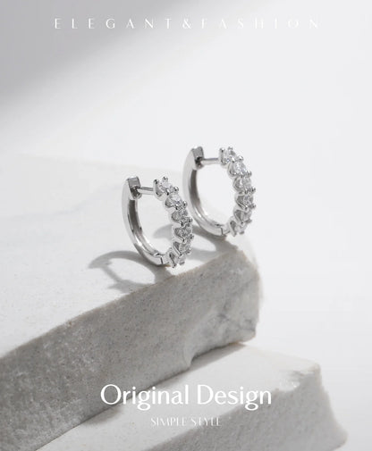 D Color Moissanite Small Hoop Earrings 925 Sterling Silver Hollow Sparkling Ear Buckles For Women Wedding Fine Jewelry
