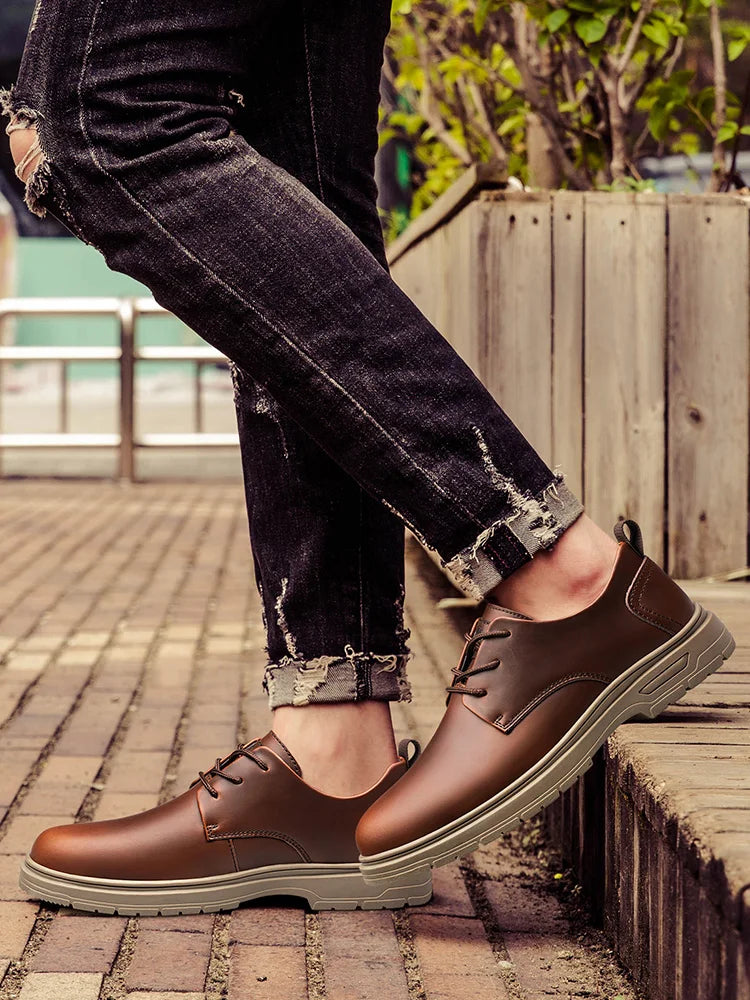 Handmade Men's Business Casual Shoes Comfortable Classic Lace-Up Work Shoes Fashionable Wedding Men's Footwear