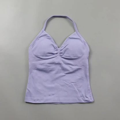 Yoga Longline Strappy Top Leggings Set Women's Backless Camisole Built-In bra Vest High-Waisted Hip Lift Gym Shorts Sports Set