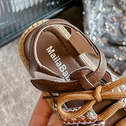 Baby Girls Hot Sale Summer Princess Fashionable Embroidery Soft Hollow Sandals Kid Elegant School Lightweight Cute Walking Shoes