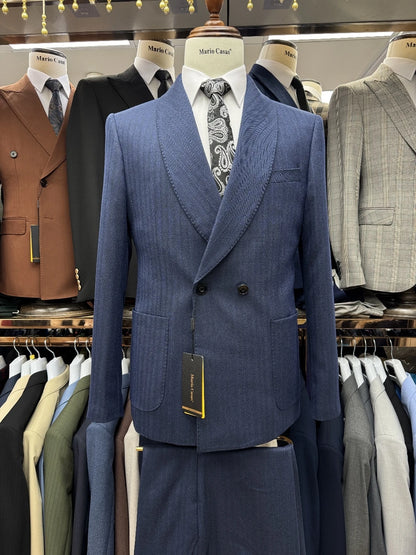 Striped 2-pieces Men's Suit Set, Gorgeous Double Breasted Tuxedo, On Duty, Office Business Outfit, Elegant 3 Colors Groom Wear