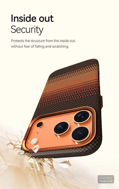 For Iphone 17 Pro Max / 17 Pro / 17 Magnetic Phone Case Carbon Fiber Pattern Magsafe Kevlar Pattern Shockproof Pc Hard Cover