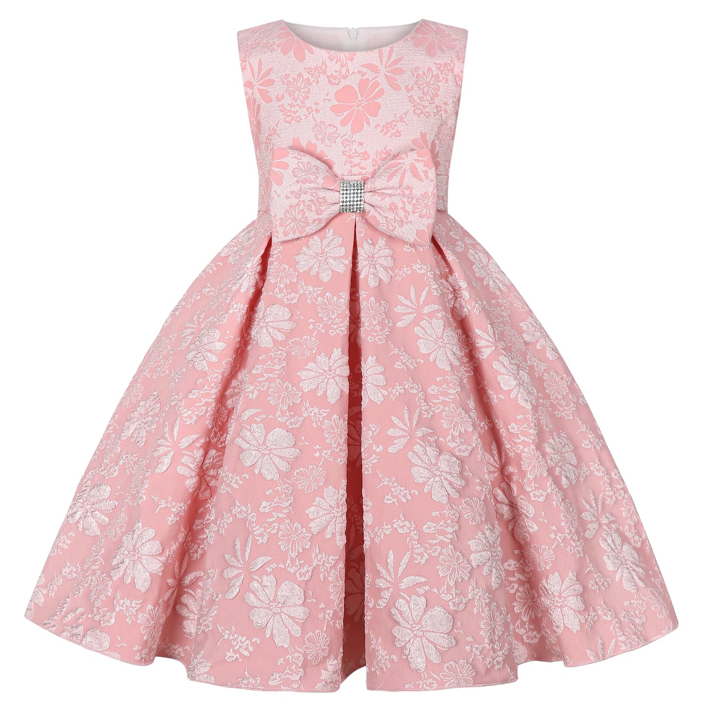 Cross-border summer new girls' princess dress Children's sleeveless bow sequin Pompadour runway show clothing