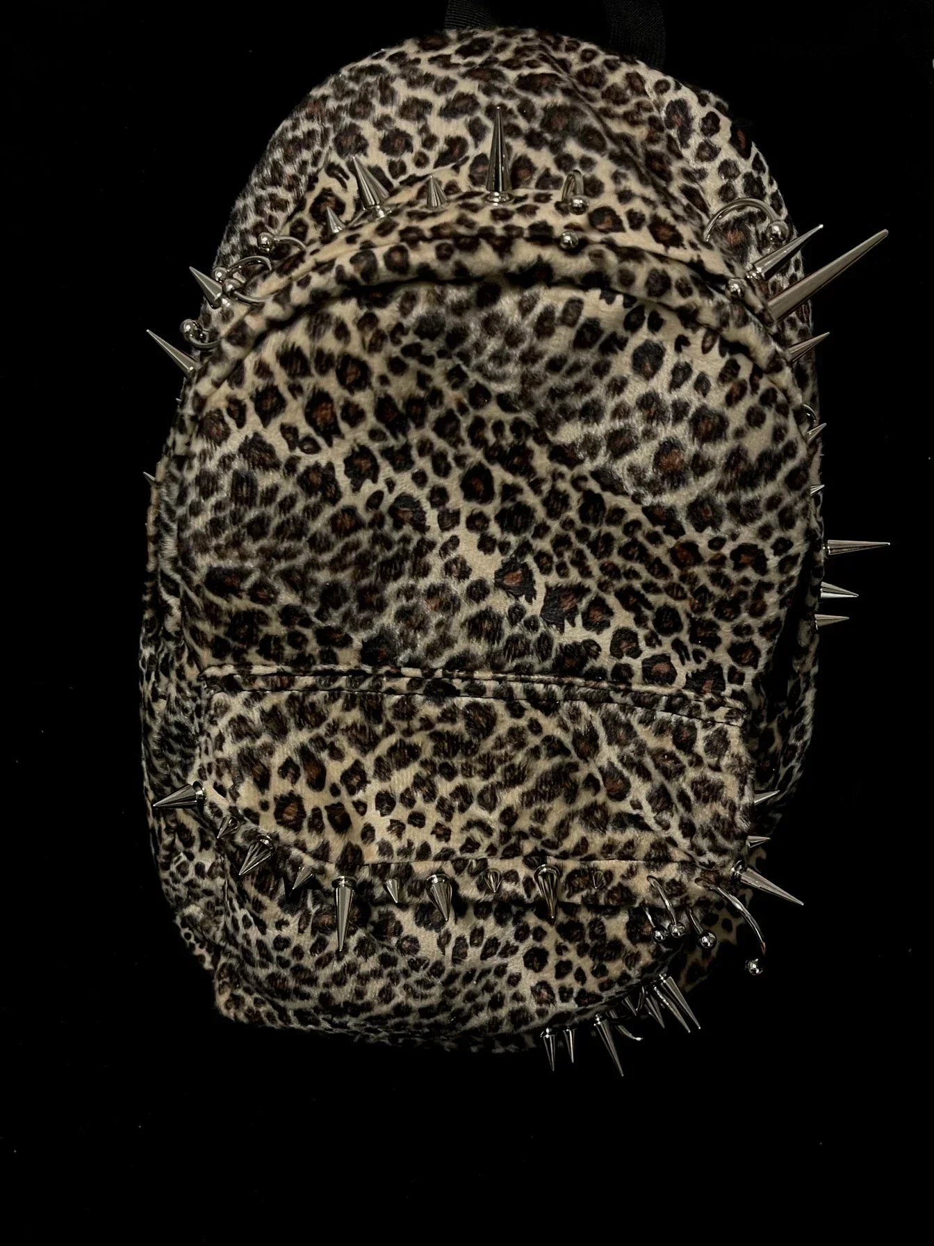 punk rivet leopard print backpack men's bag large capacity fashion Backpacks for women